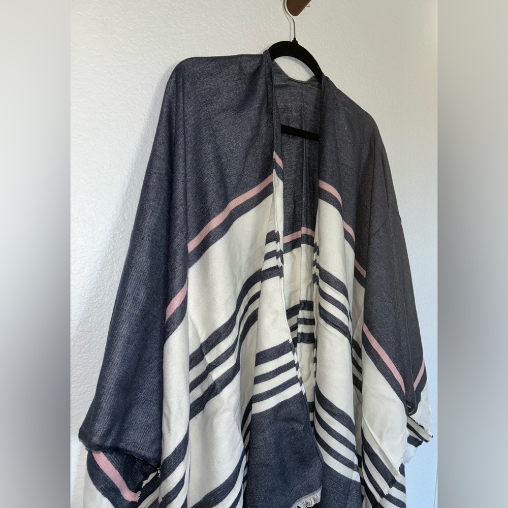 💖5 for $50💖Bench Blue, white and pink Striped Poncho - Picture 11 of 11